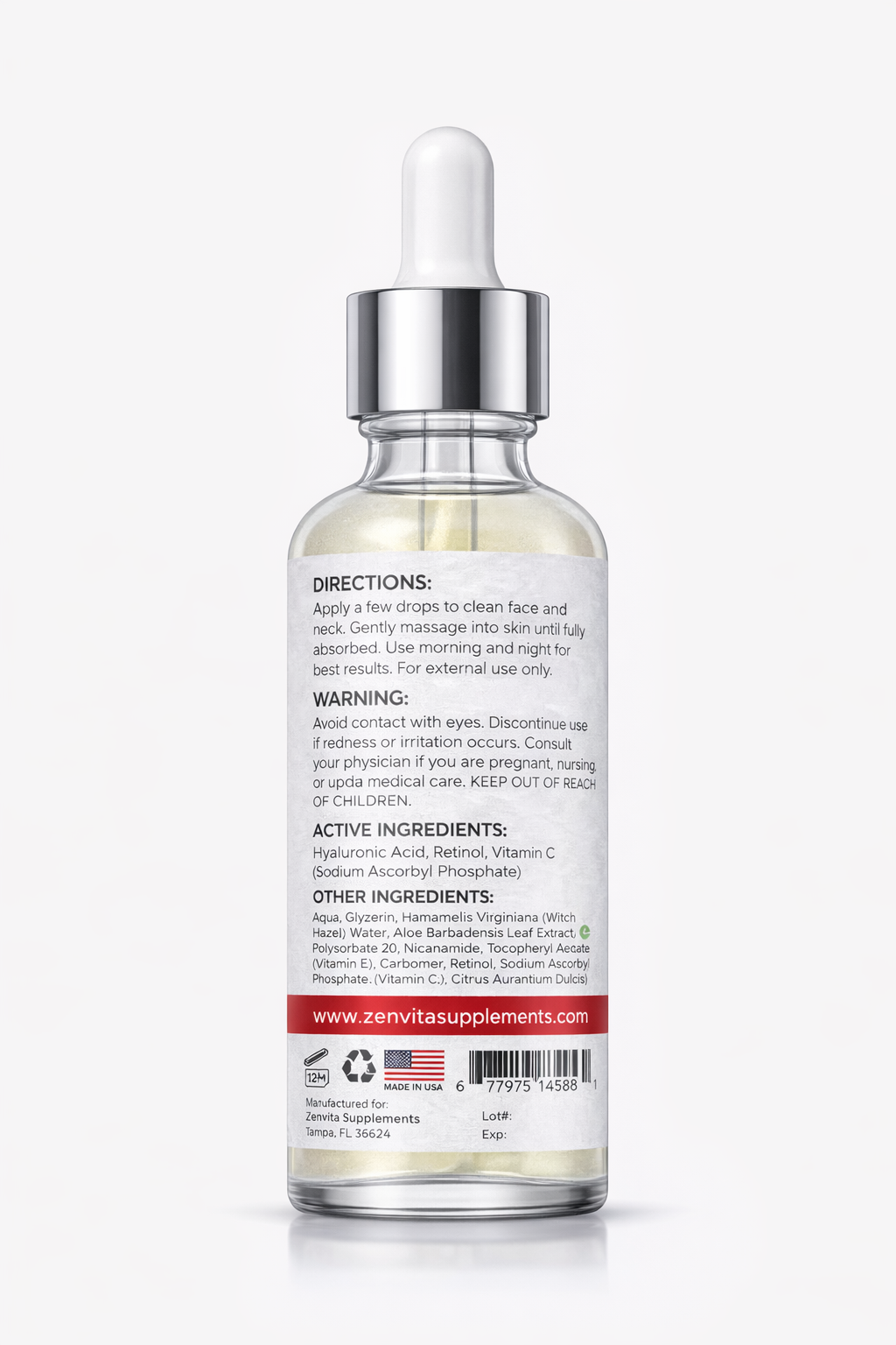 Zenvita Anti-Aging Serum – Hyaluronic Acid, Retinol & Vitamin C